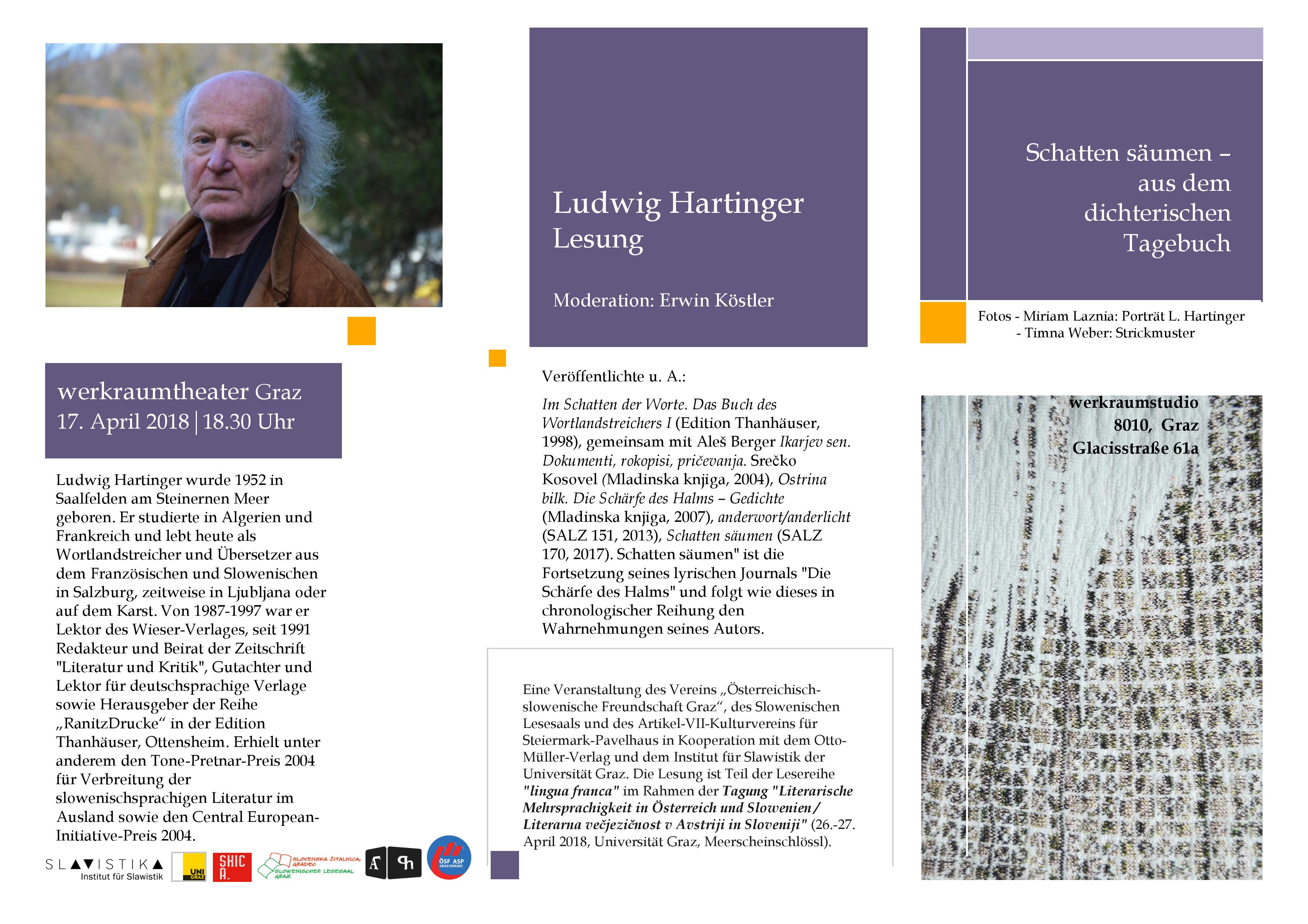 17. April 2018 | Lesung mit Ludwig Hartinger